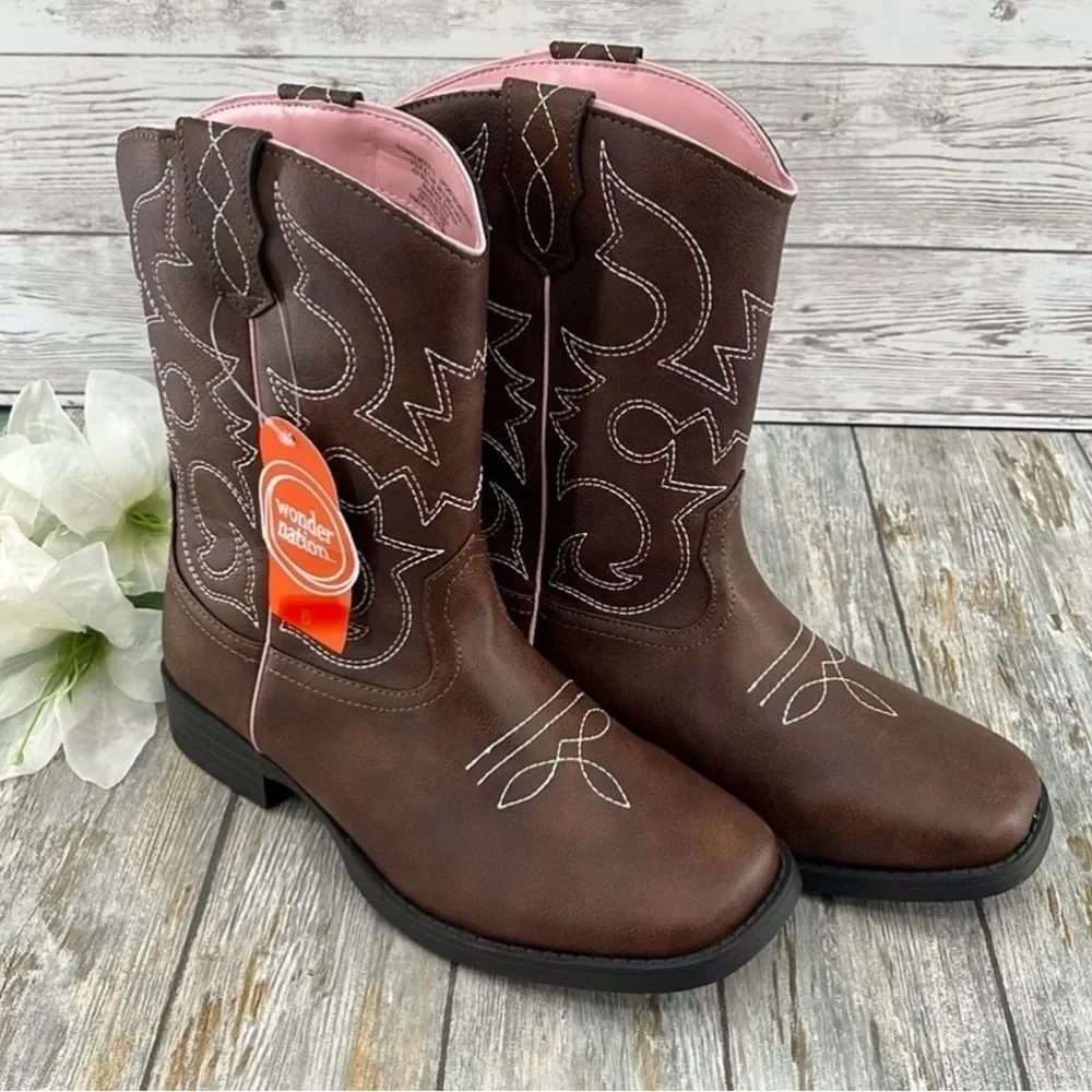 Big Girls Western Cowgirl Boots Shoes Size 5